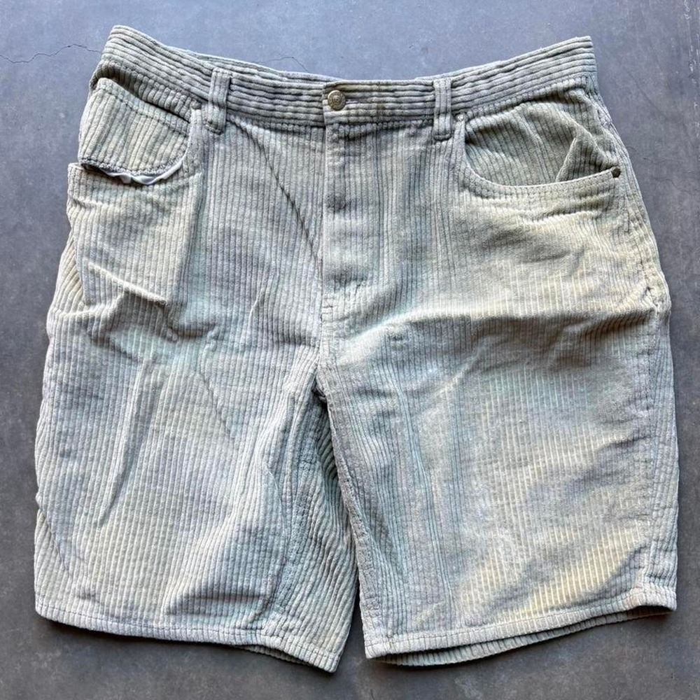 90s Baggy Faded Mint Green Corduroy Shorts